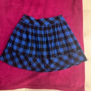 Black & Blue checked plaid mini skirt high waisted side zipper 2 front pockets S